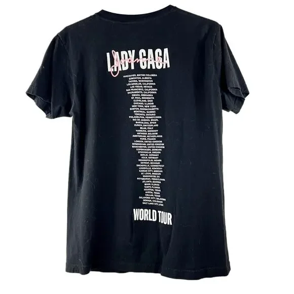 Lady Gaga Joanne Album Official Merchandise World Tour Black T-Shirt Size M - Picture 3 of 5
